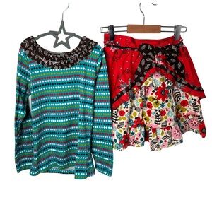 Jelly The Pug Teal and Red Kids Long Sleeve Set